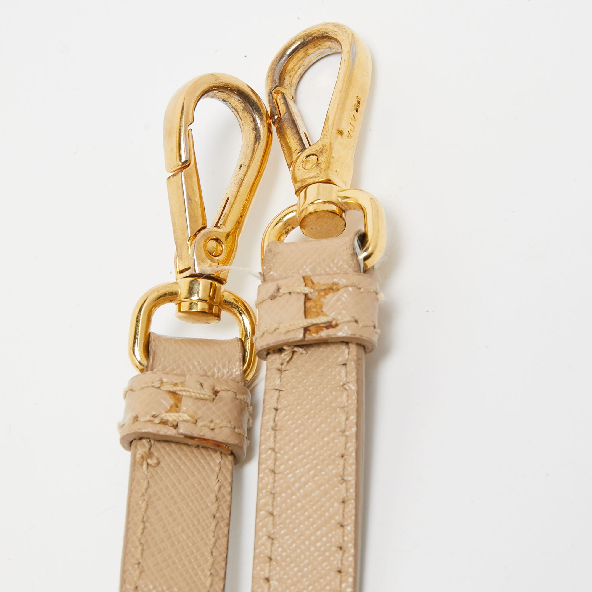 Prada Beige Saffiano Leather Medium Galleria Zip Tote For Sale 10
