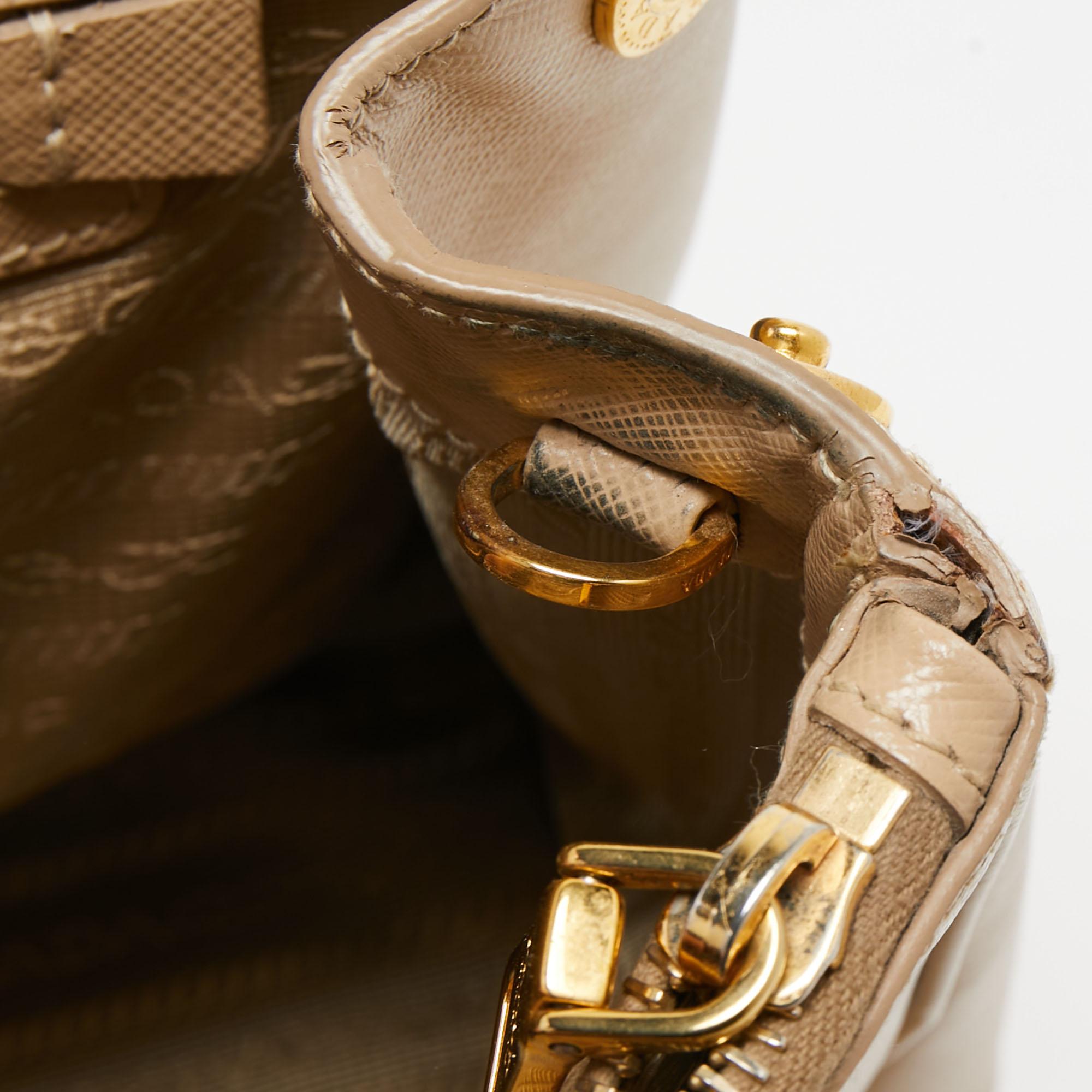Prada Beige Saffiano Leather Medium Galleria Zip Tote 12