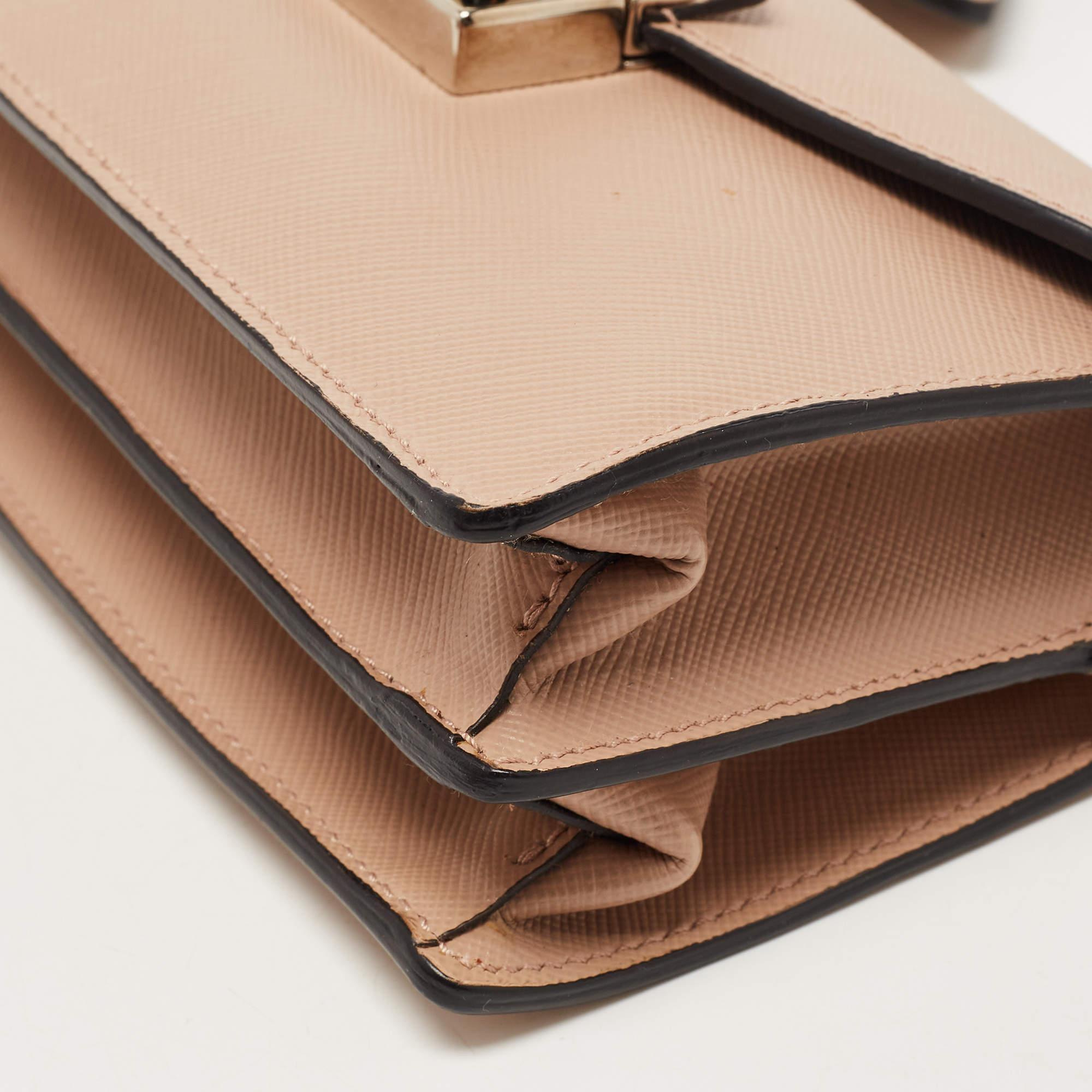 Prada Beige Saffiano Leather Mini Sound Crossbody Bag 8