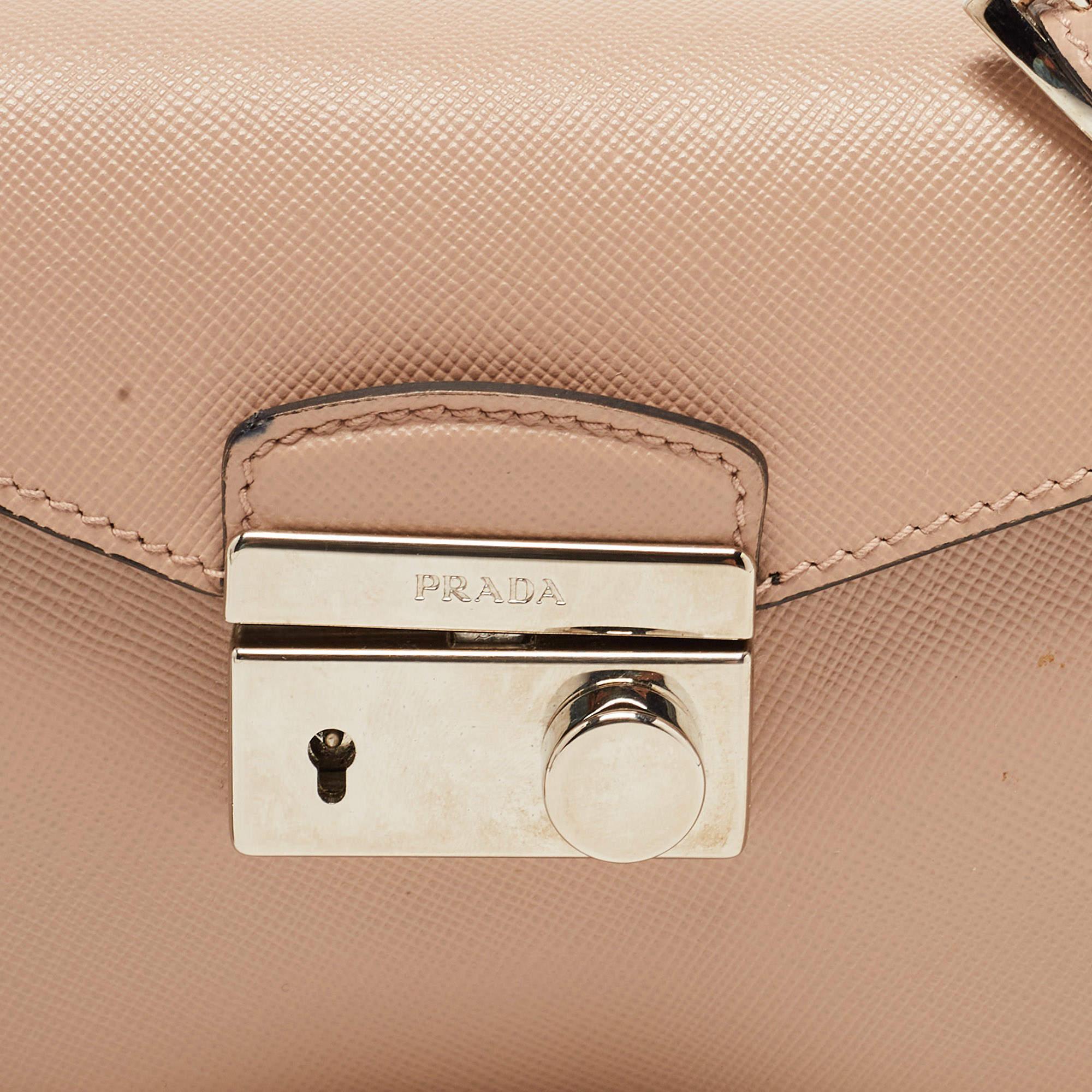 Prada Beige Saffiano Leather Mini Sound Crossbody Bag 9