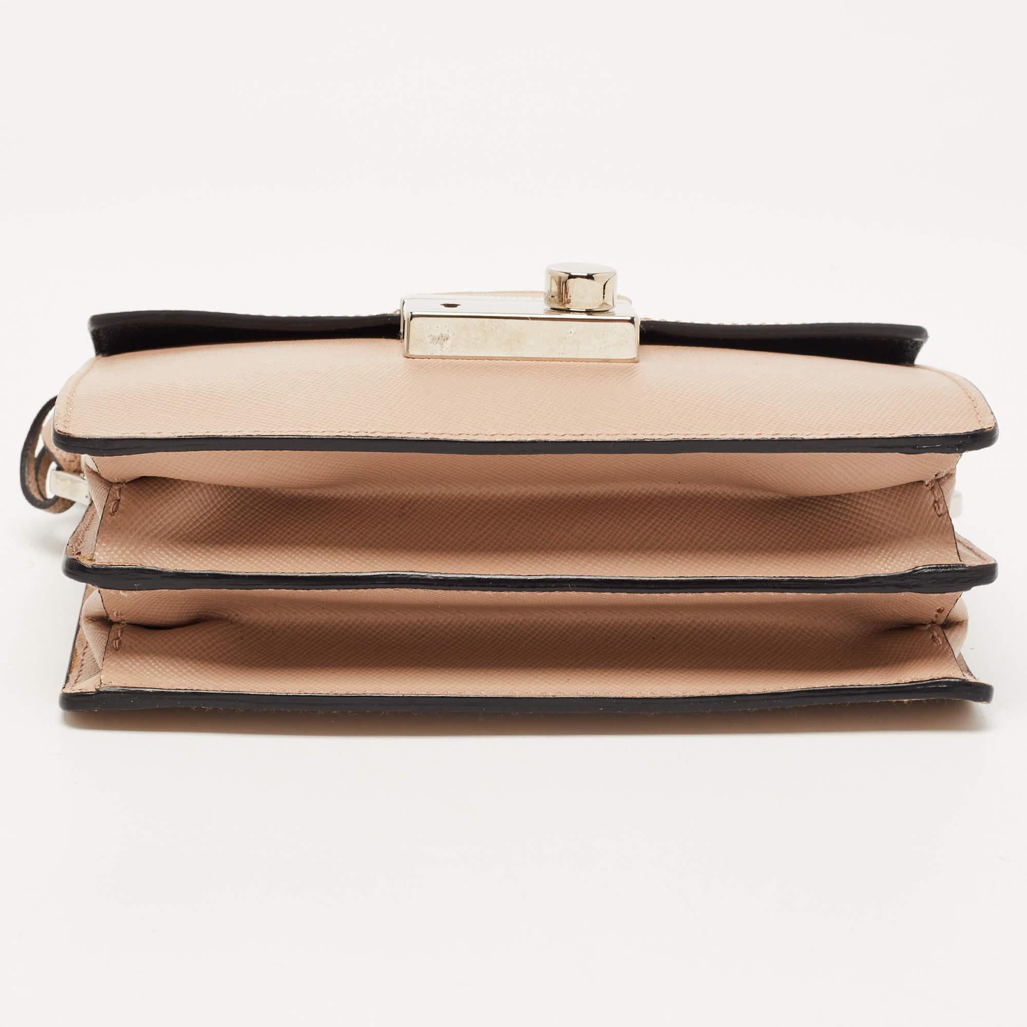 Prada Beige Saffiano Leather Mini Sound Crossbody Bag 1