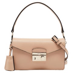 Prada Borsa Mini Sound Crossbody in pelle saffiano beige