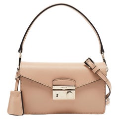 Prada Beige Saffiano Leather Mini Sound Crossbody Bag