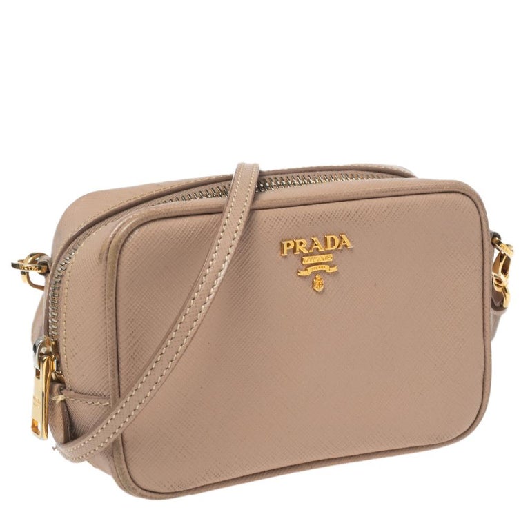 Prada Beige Saffiano Leather Mini Zip Top Camera Sling Bag at 1stDibs | prada  sling bag, prada camera bag saffiano, prada saffiano camera bag