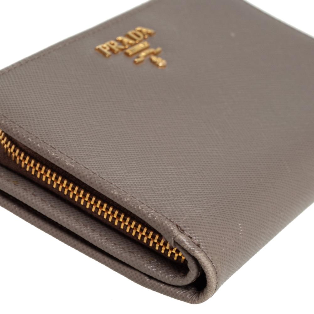 Prada Beige Saffiano Leather Wallet French Flap Wallet 3