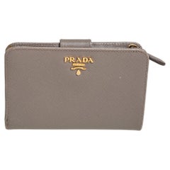 Prada Beige Saffiano Leather Wallet French Flap Wallet
