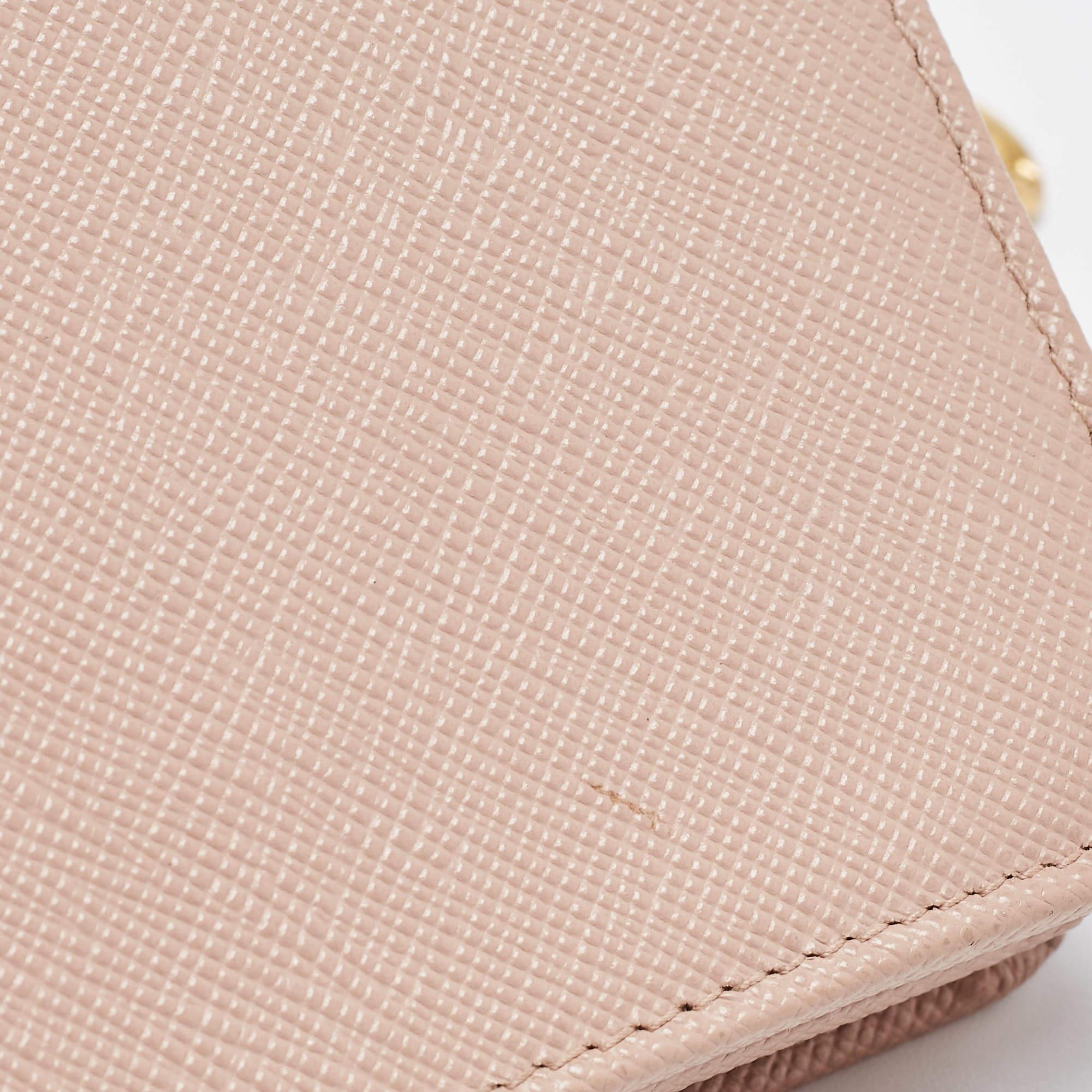 Prada Beige Saffiano Leather Wallet on Chain 7