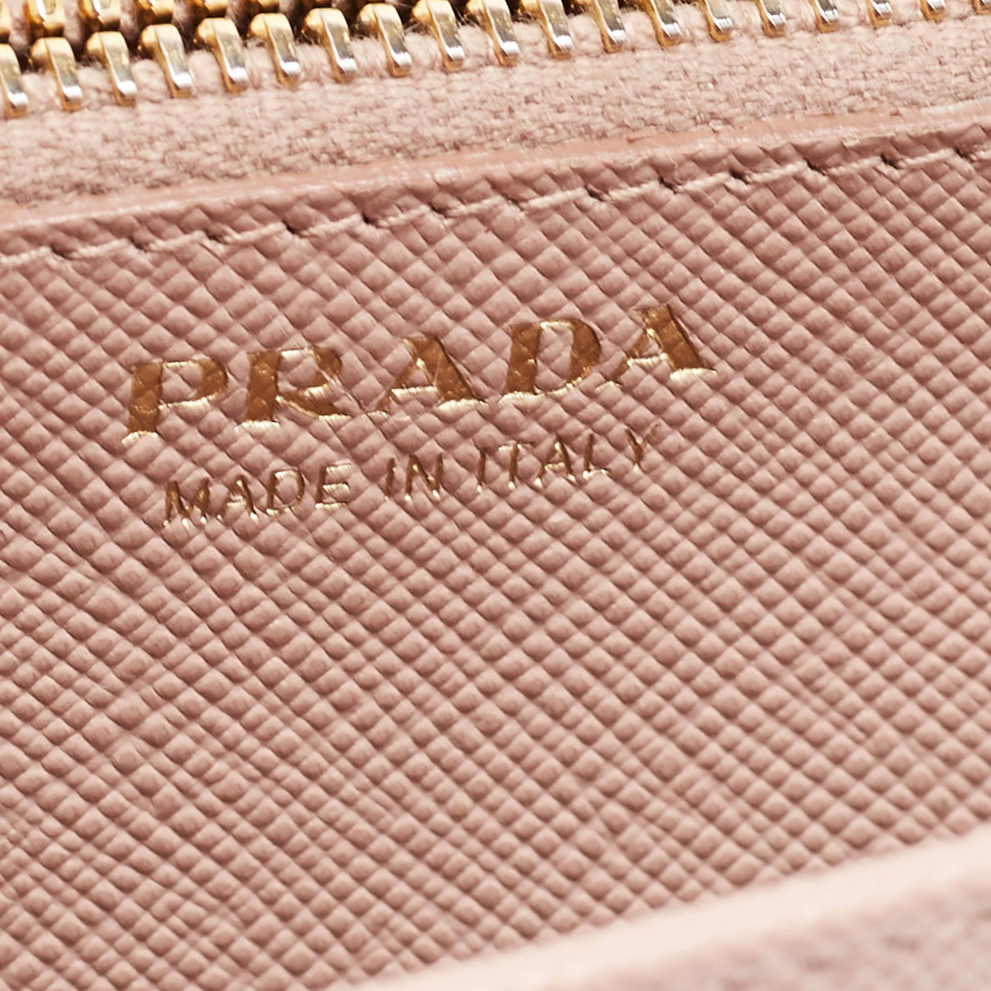 Prada Beige Saffiano Leather Wallet on Chain 11