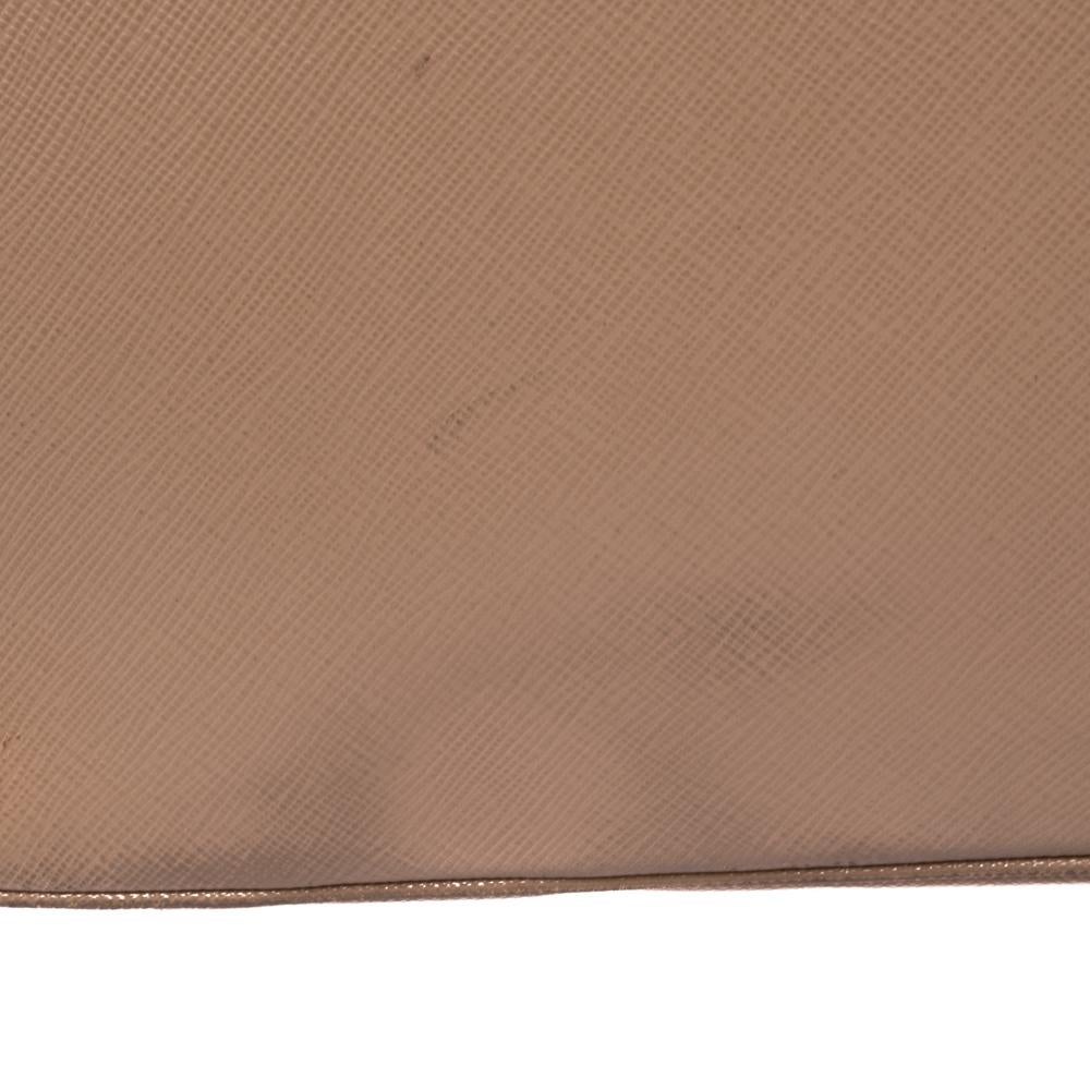 Prada Beige Saffiano Lux Leather Executive Double Zip Tote 6