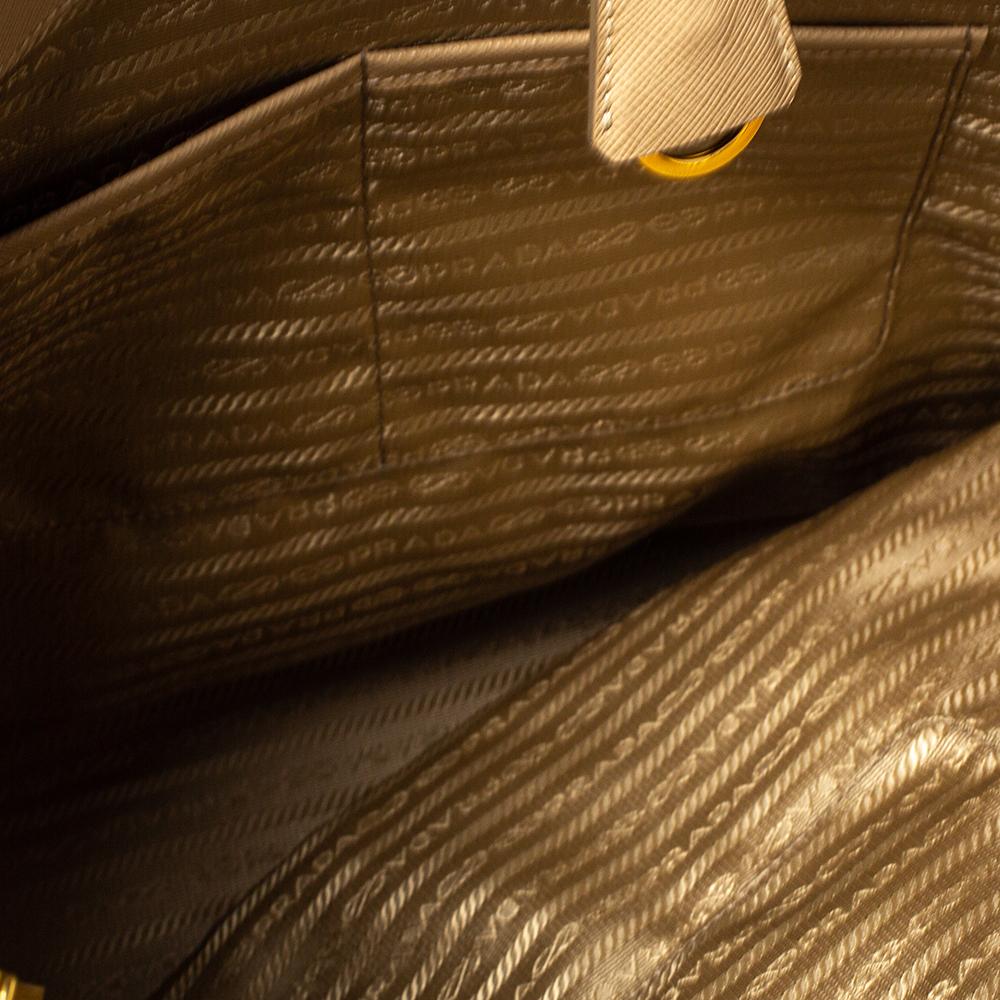 Prada Beige Saffiano Lux Leather Executive Double Zip Tote 5