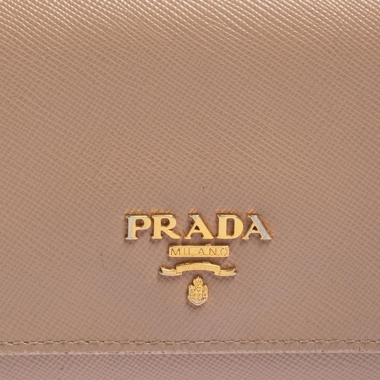 Prada Brown Saffiano Lux Leather Continental Wallet
