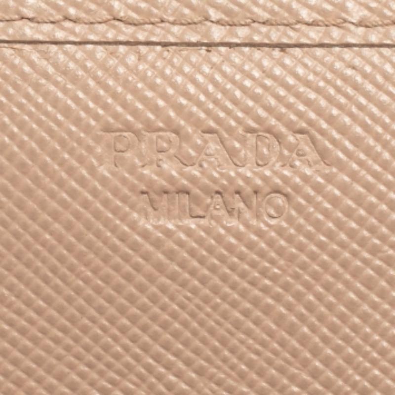 Prada Beige Saffiano Lux Leather Flap Continental Wallet For Sale 4