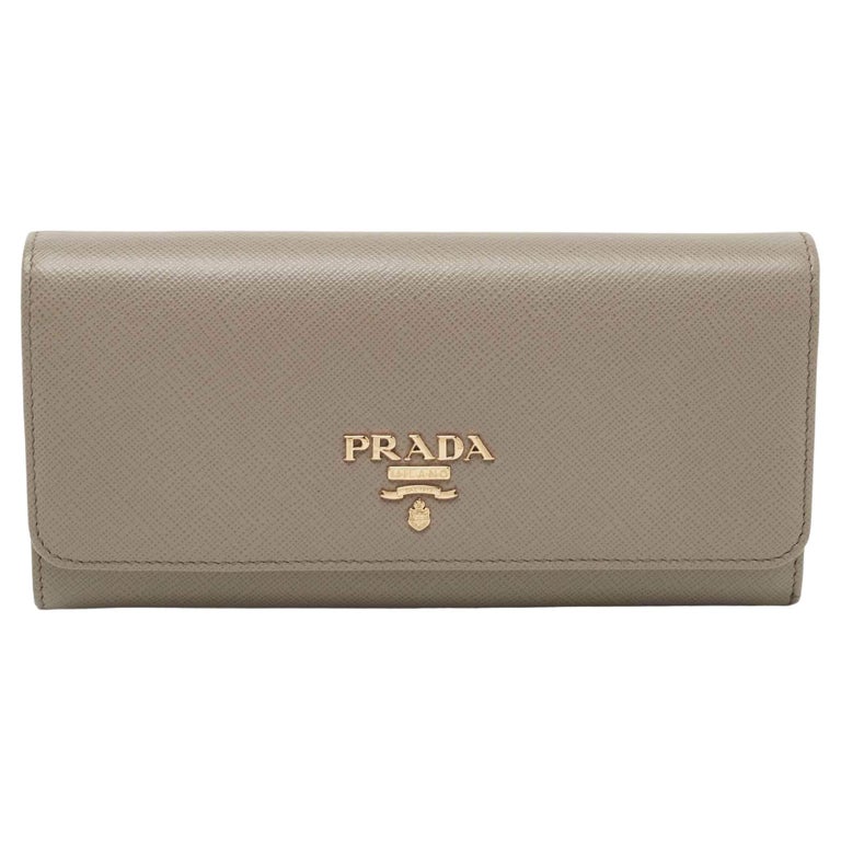 Prada Beige Saffiano Lux Leather Flap Continental Wallet For Sale at ...