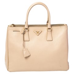 Used Prada Beige Saffiano Lux Leather Large Galleria Tote