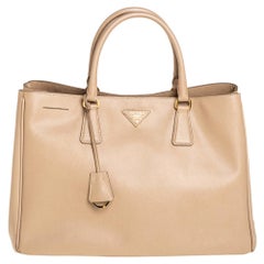 Prada Beige Saffiano Lux Leather Large Gardener's Tote