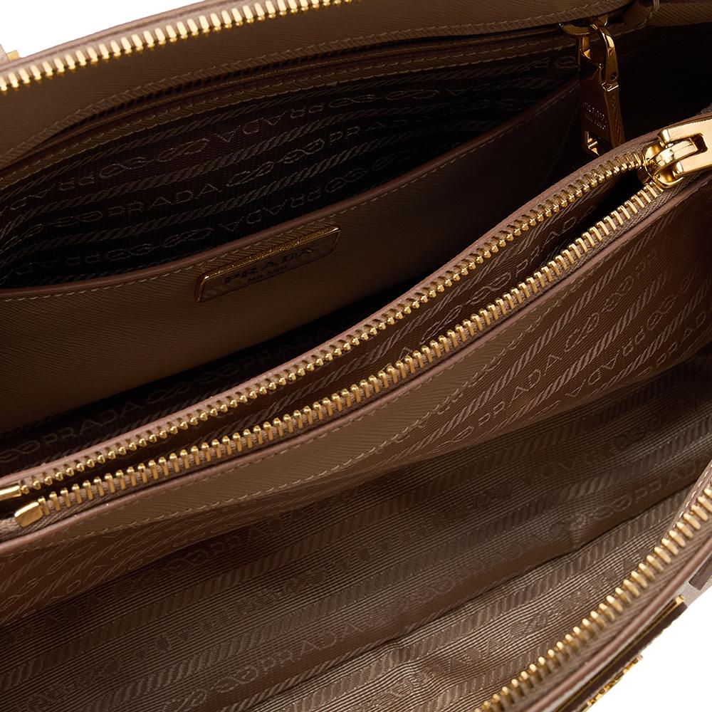 Prada Beige Saffiano Lux Leather Medium Promenade Bag 4