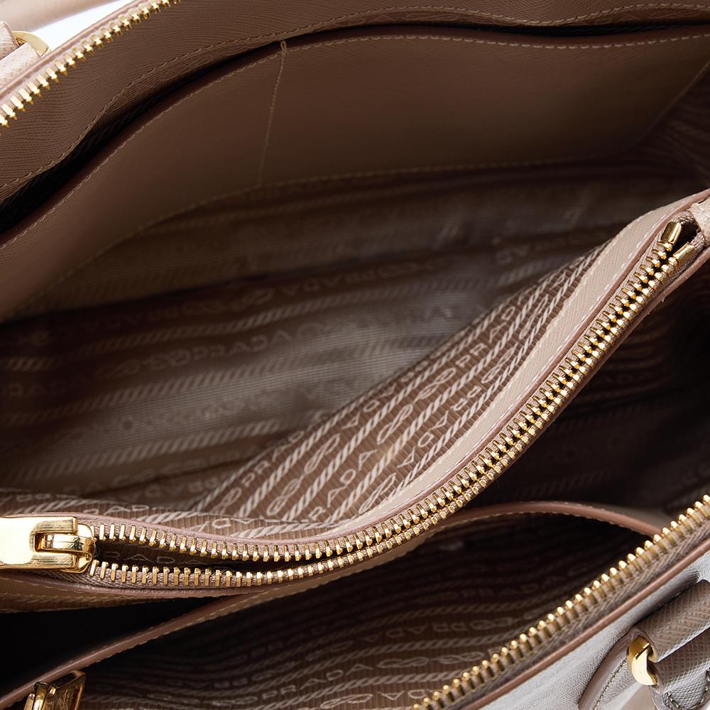 Prada Beige Saffiano Lux Leather Medium Promenade Bag 1