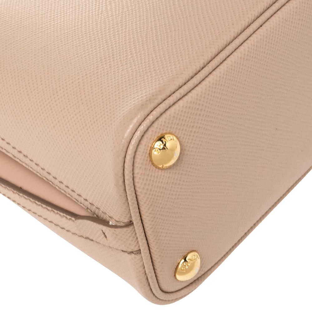 Prada Beige Saffiano Lux Leather Micro Matinée Top Handle Bag 4