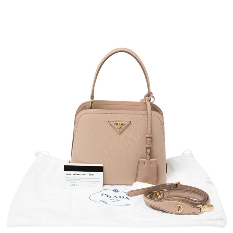 PRADA: Matinée handbag in saffiano leather - Pink