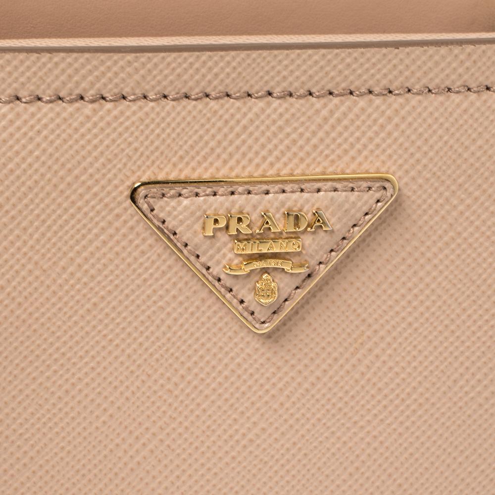 Prada Beige Saffiano Lux Leather Micro Matinée Top Handle Bag 1