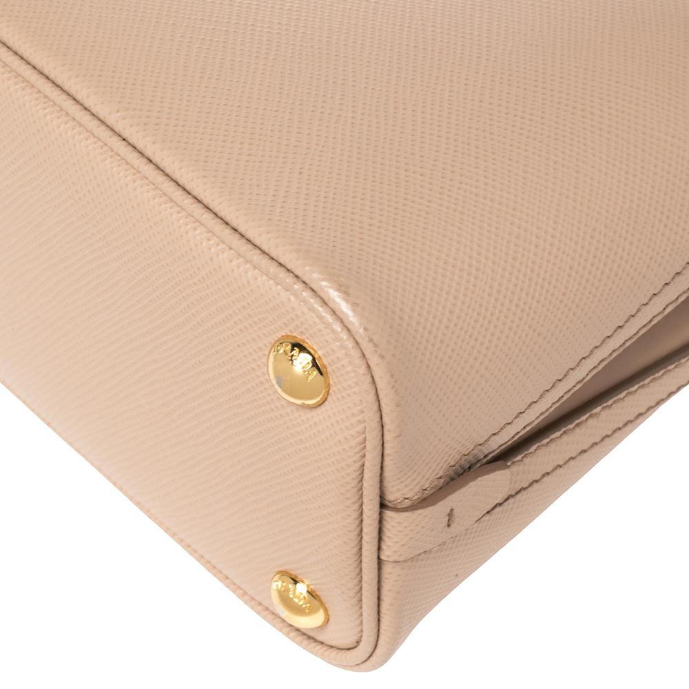 Prada Beige Saffiano Lux Leather Micro Matinée Top Handle Bag 3