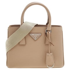 Prada Beige Saffiano Lux Leather Mini Galleria Tote