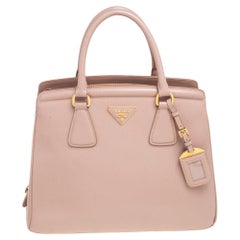 Prada Beige Saffiano Lux Leather Parabole Tote