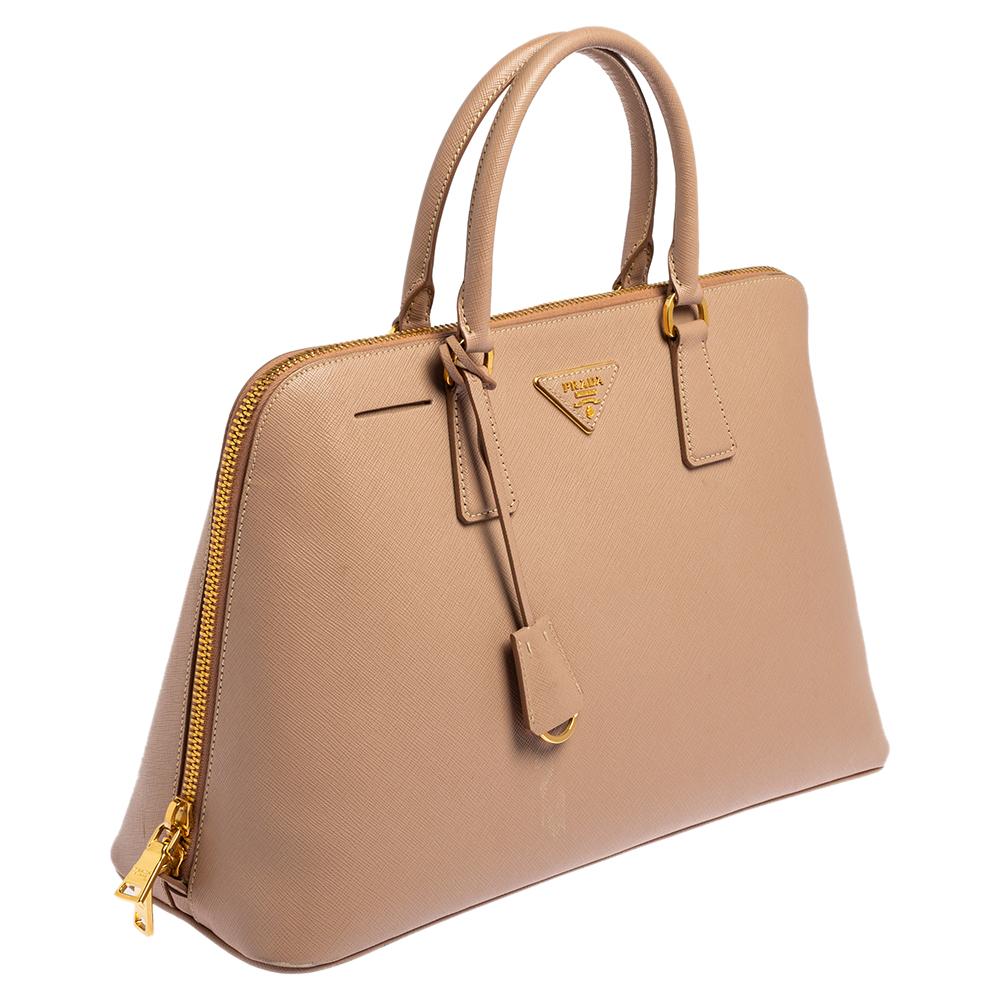 Women's Prada Beige Saffiano Lux Leather Promenade Bag