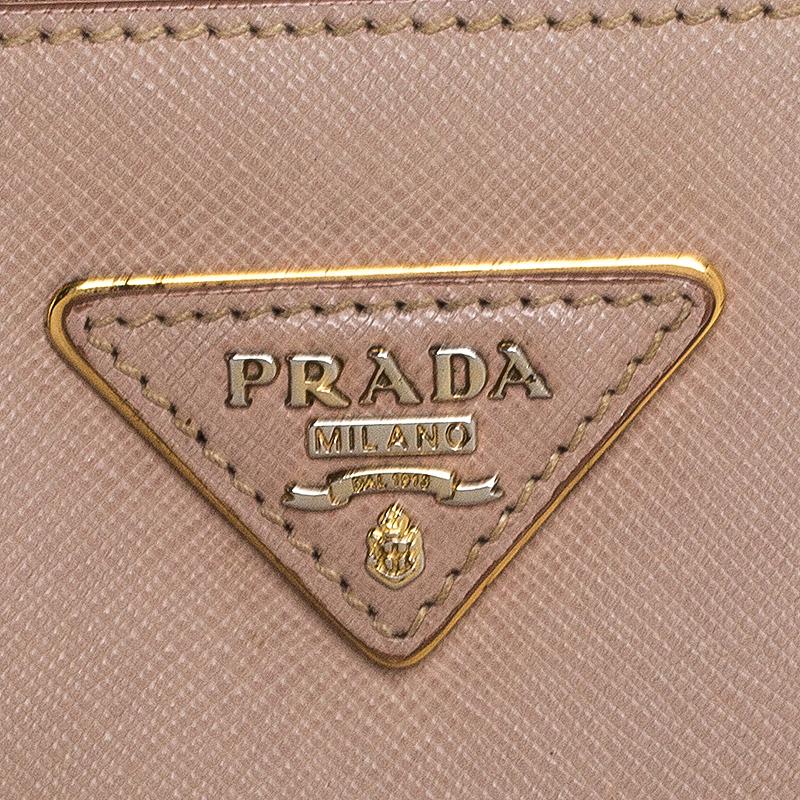 Prada Beige Saffiano Lux Leather Small Double Zip Tote 1