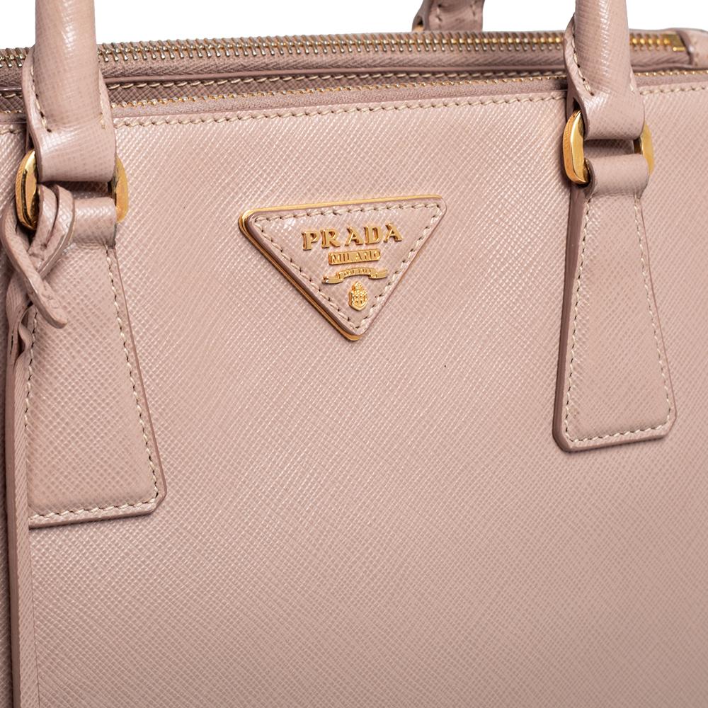 Prada Beige Saffiano Lux Leder Kleine Galleria-Tasche 5