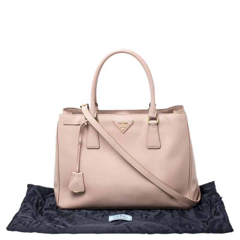 Prada Beige Saffiano Lux Leather Small Tote 7