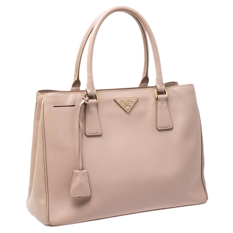 Women's Prada Beige Saffiano Lux Leather Small Tote