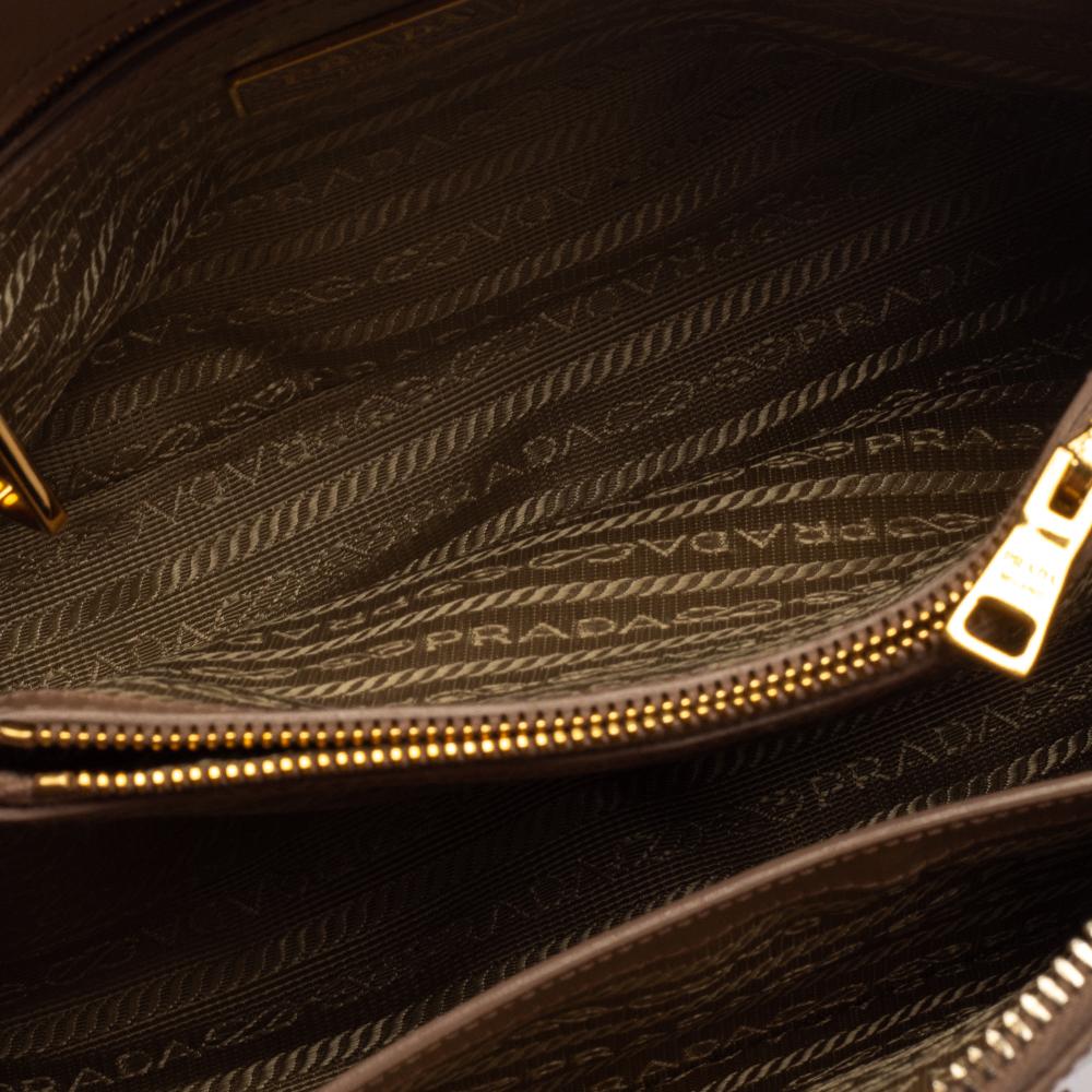 Prada Beige Saffiano Lux Patent Leather Small Promenade Bag 6