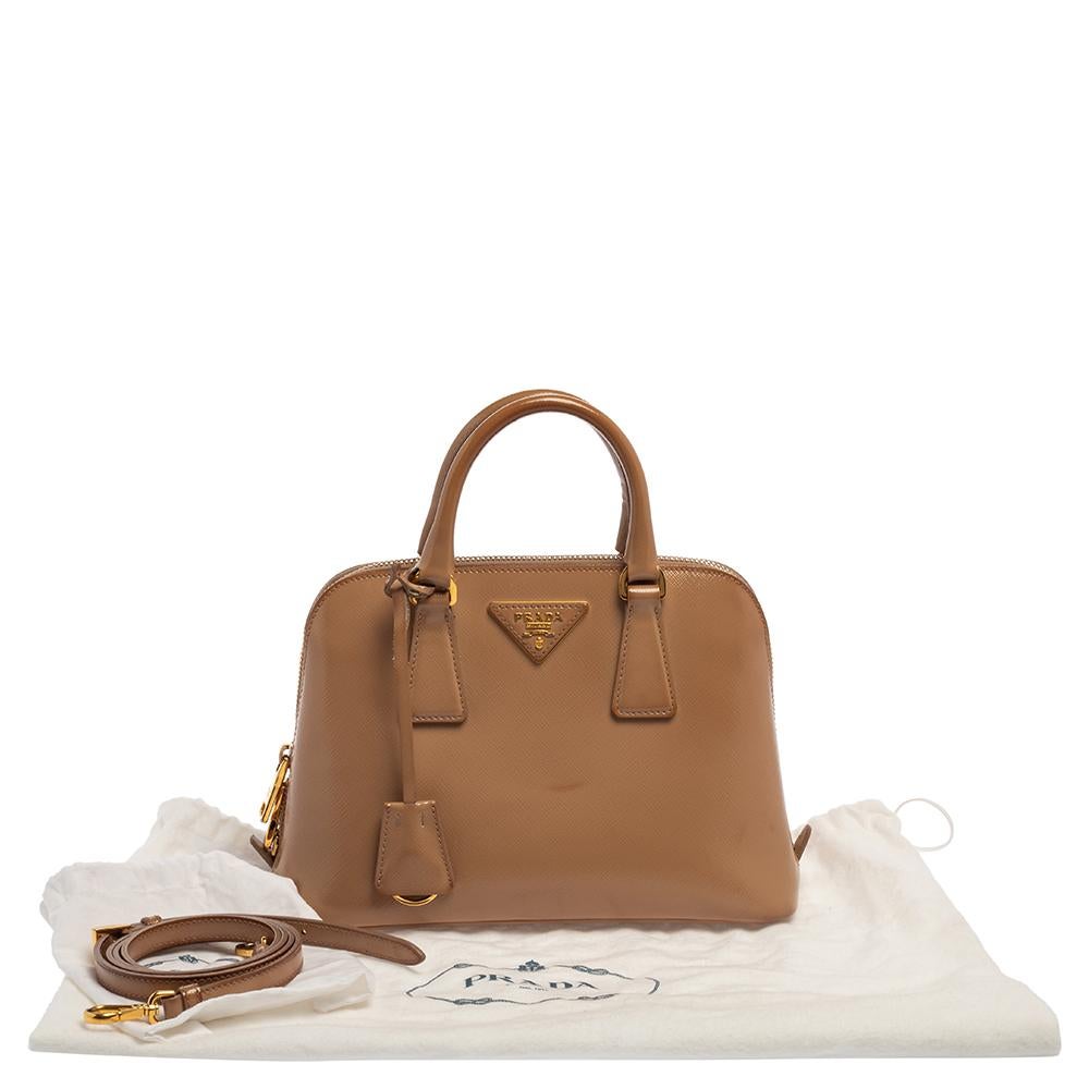Prada Beige Saffiano Lux Patent Leather Small Promenade Bag 10