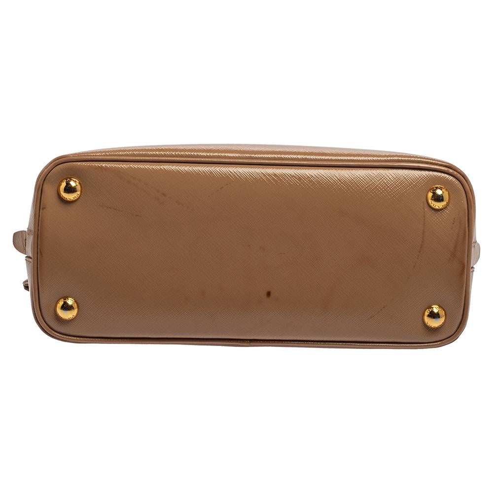 Prada Beige Saffiano Lux Patent Leather Small Promenade Bag 1
