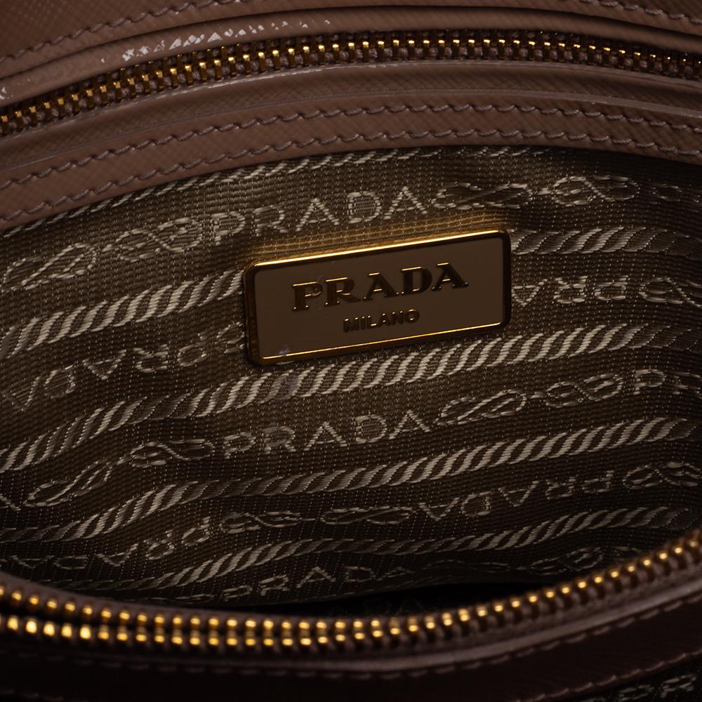 Prada Beige Saffiano Lux Patent Leather Small Promenade Bag 2