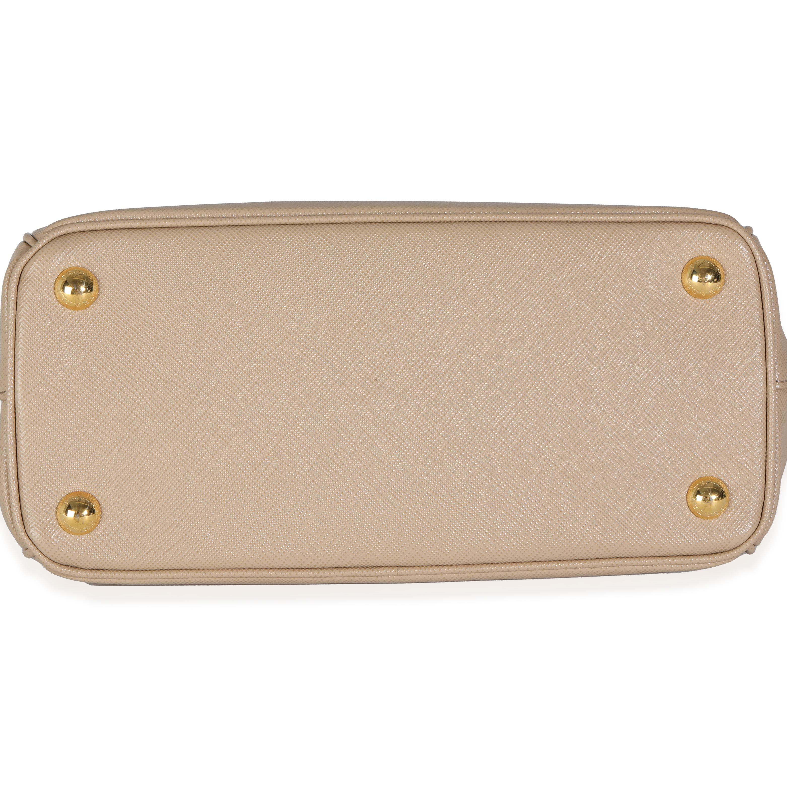 Prada Beige Saffiano Mini Galleria Double Zip Tote 1