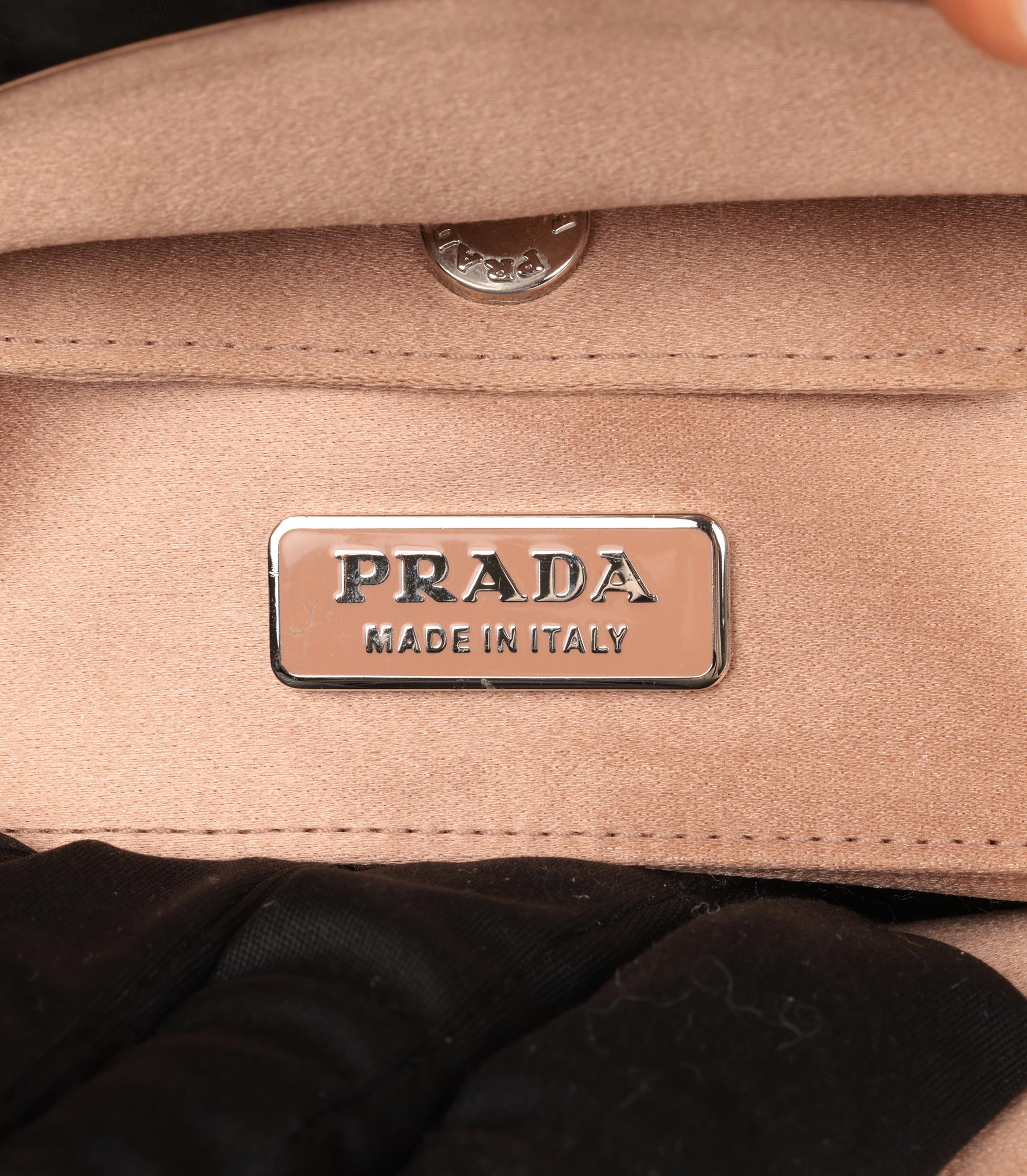 Prada Beige Shiny Alligator Leather Vintage Mini Frame Top Handle 4