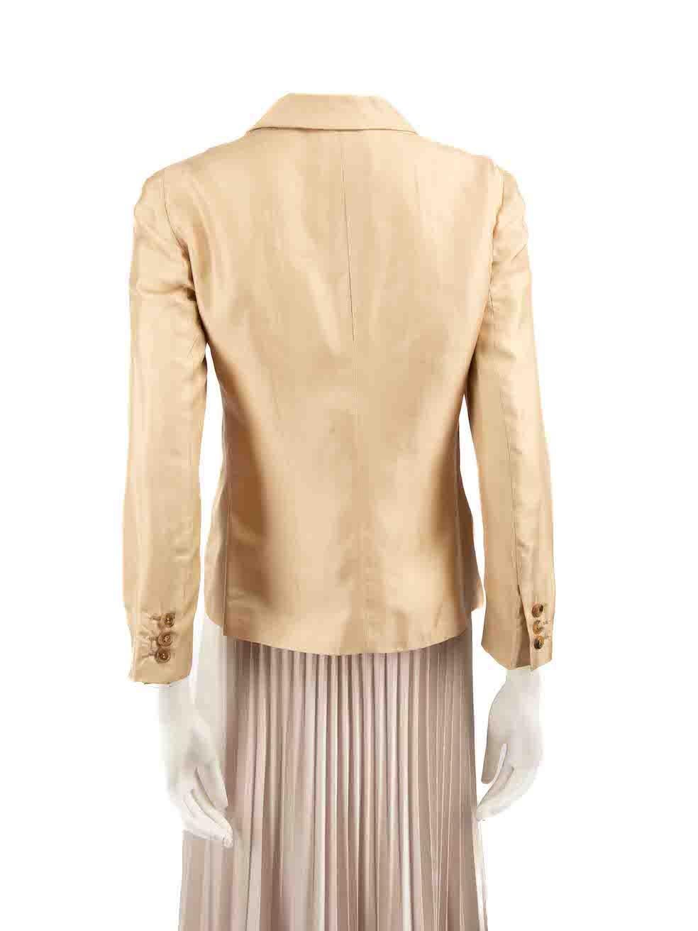 Prada Beige Silk Single Breasted Blazer Jacket Size M In Good Condition For Sale In London, GB