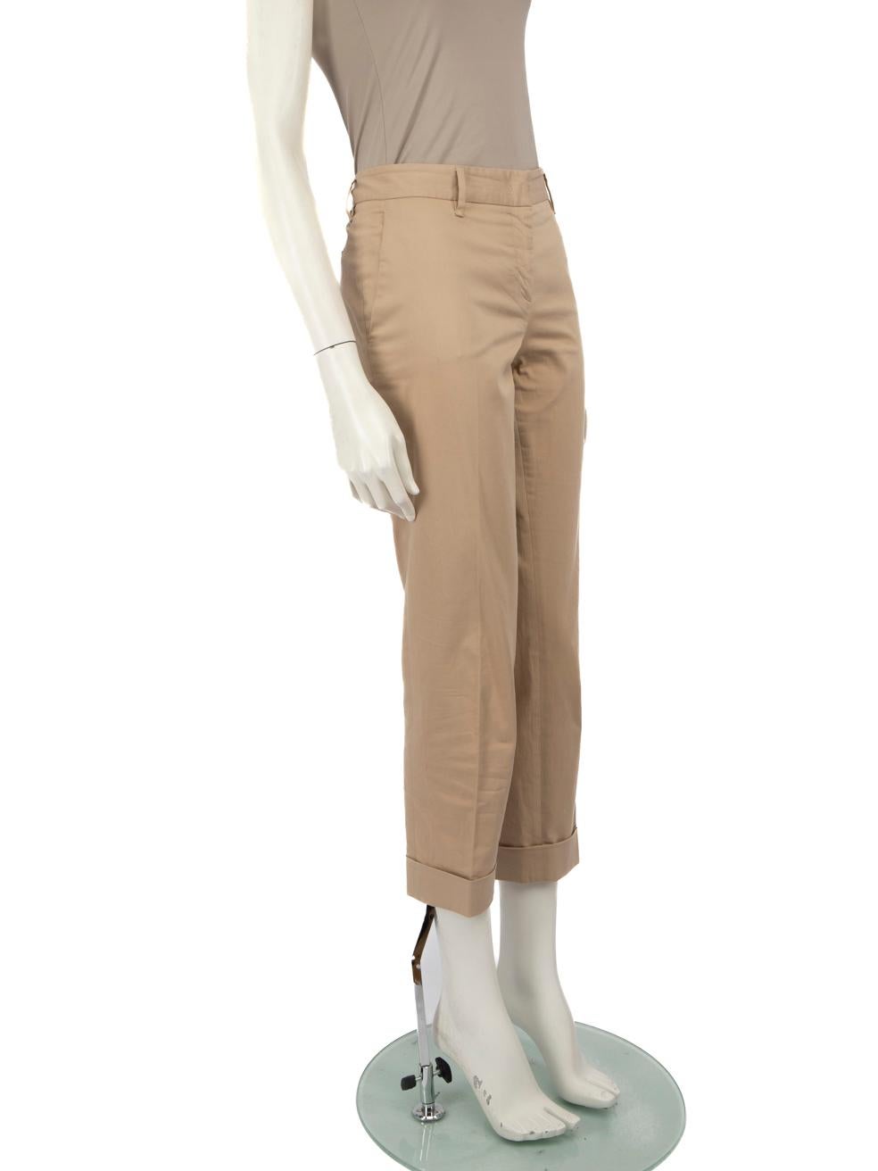 CONDITION is Very Good. Minimal wear to trousers is evident. Minimal wear to the inside metal hook closer where some discolouration can be seen on this used Prada designer resale item.
 
 
 
 Details
 
 
 Beige
 
 Cotton
 
 Trousers
 
 Slim Fit
 
