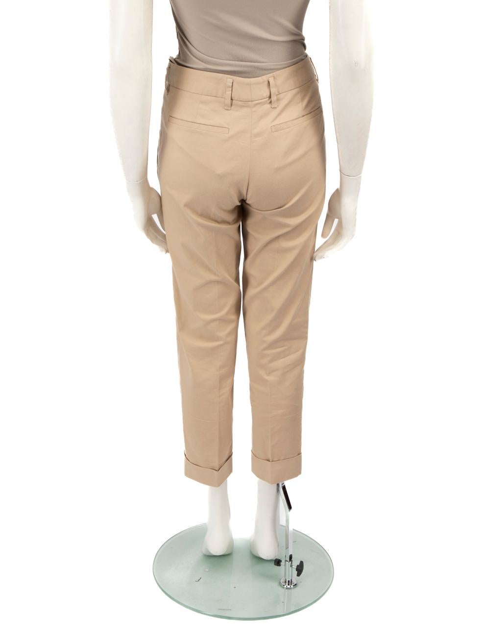 Prada Beige Slim Fit Folded Cuff Trousers Size L In Good Condition For Sale In London, GB