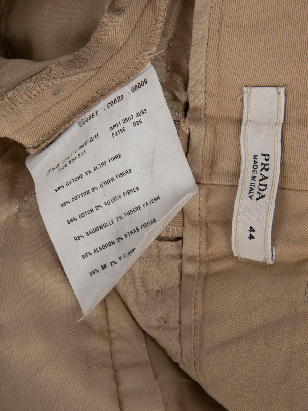 Prada Beige Slim Fit Folded Cuff Trousers Size L For Sale 2