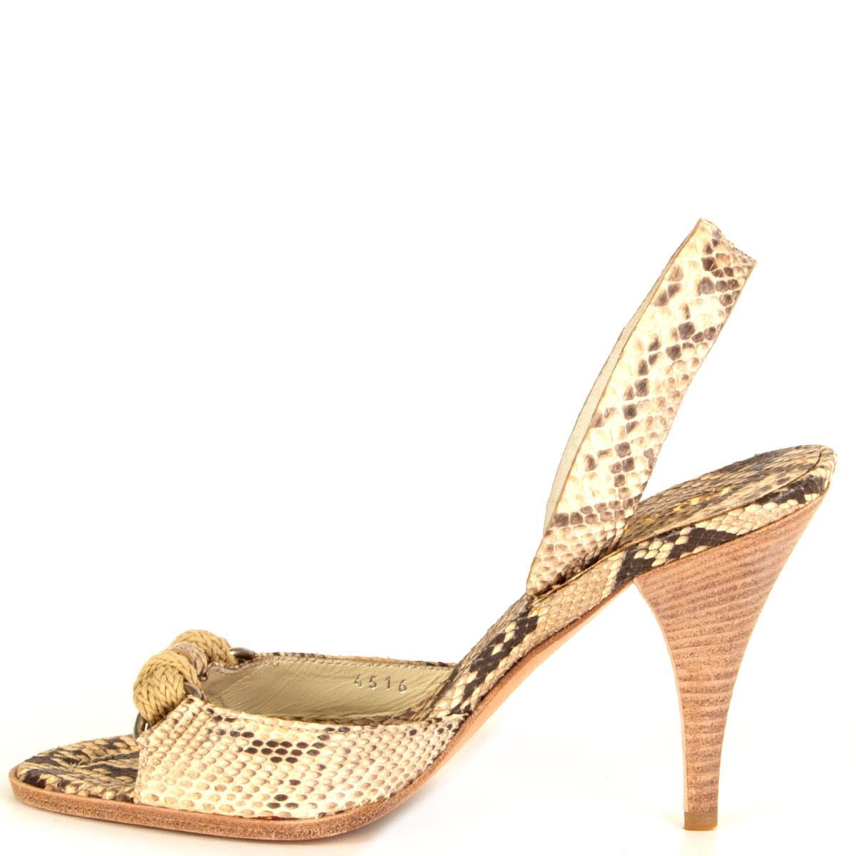 PRADA beige Schlangenhaut ROPE DETAIL Slingback-Sandalen Schuhe 36 (Beige) im Angebot
