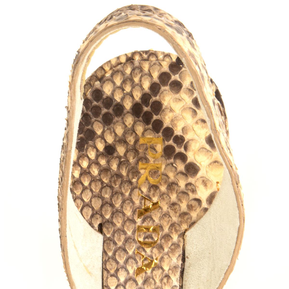 PRADA beige Schlangenhaut ROPE DETAIL Slingback-Sandalen Schuhe 36 im Angebot 1