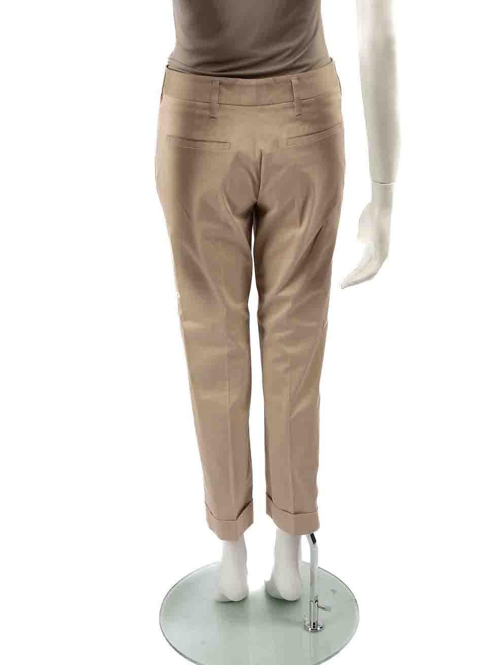 Prada Beige Straight Leg Crop Trousers Size M In Good Condition For Sale In London, GB