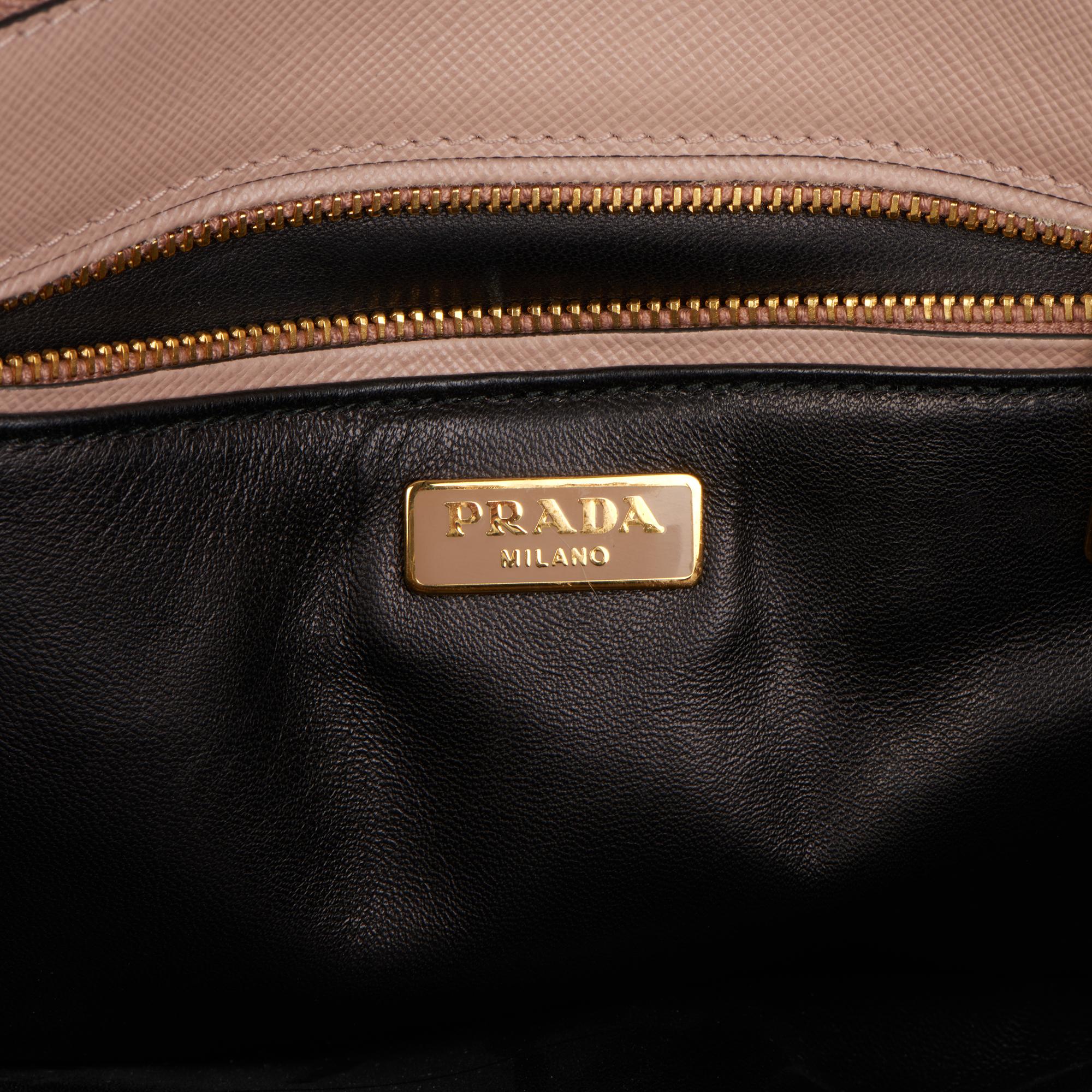 Prada BEIGE STUDDED SAFFIANO LEATHER DOUBLE ZIP TOTE For Sale 3