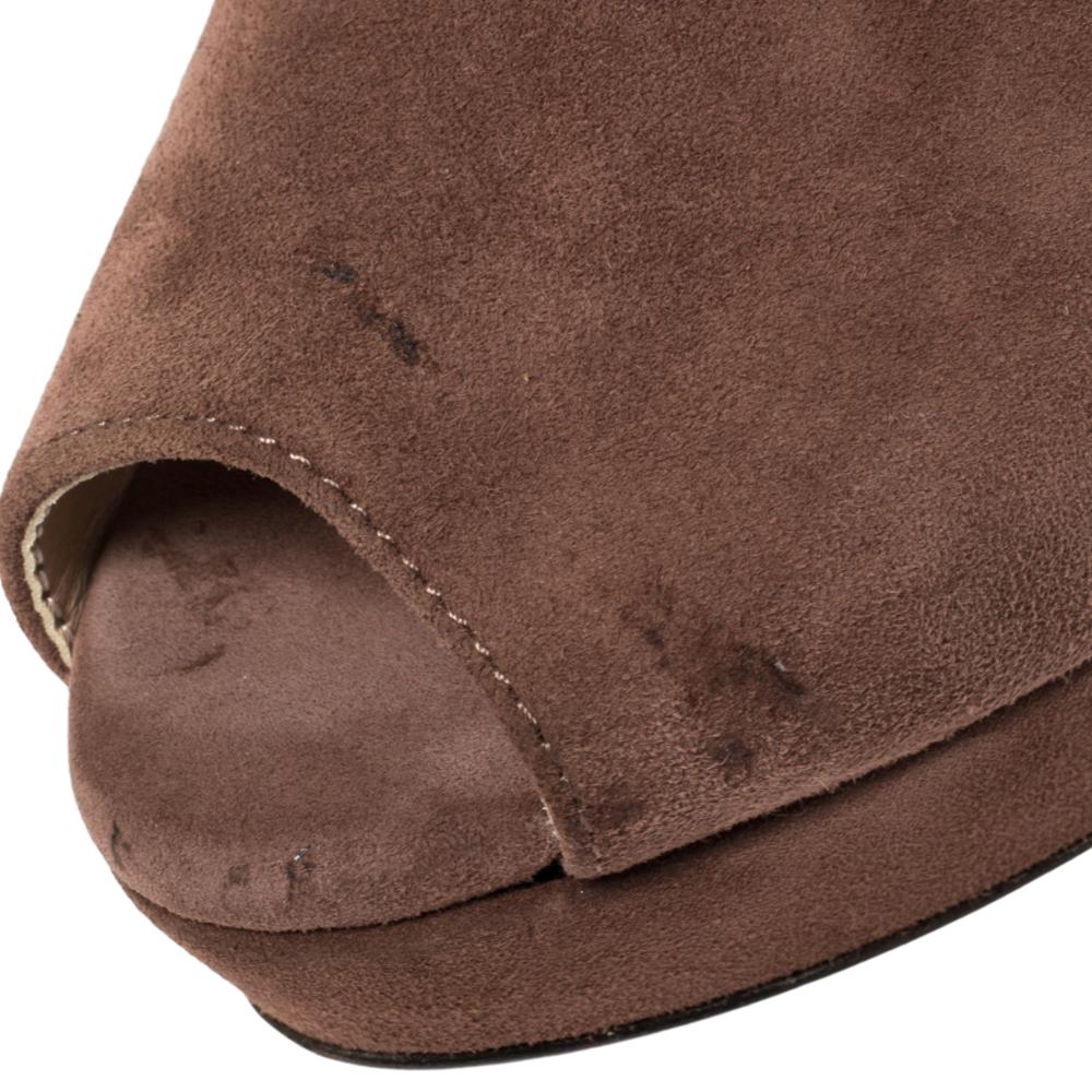 Prada Beige Suede Cutout Platform Slingback Sandals Size 36 3