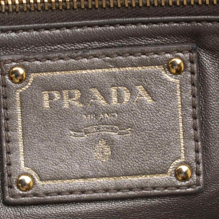 Prada Beige Talco Lace Print Cervo Leather Bowling Bag at 1stDibs