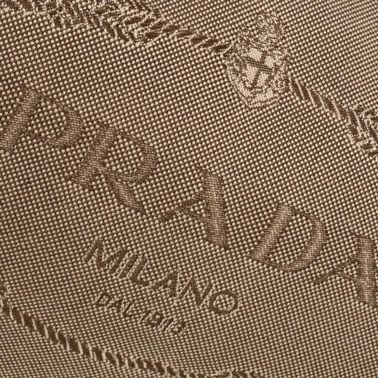 Prada Beige/Tan Logo Jacquard Canvas and Leather Hobo at 1stDibs