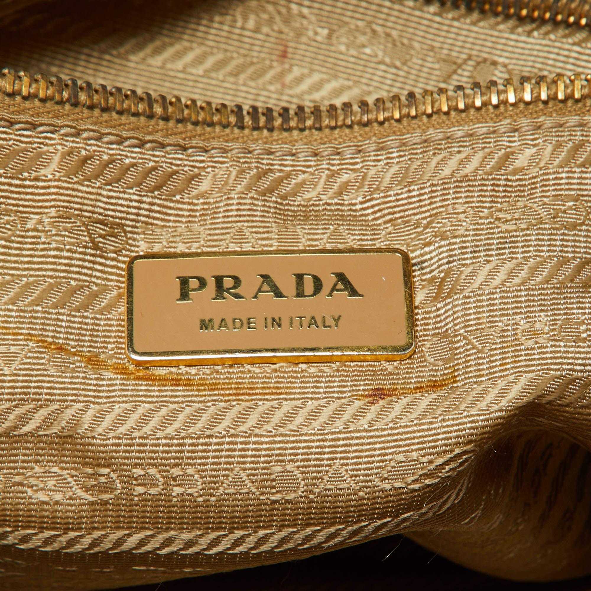 Prada Beige/Tan Nylon and Leather Tote For Sale 2